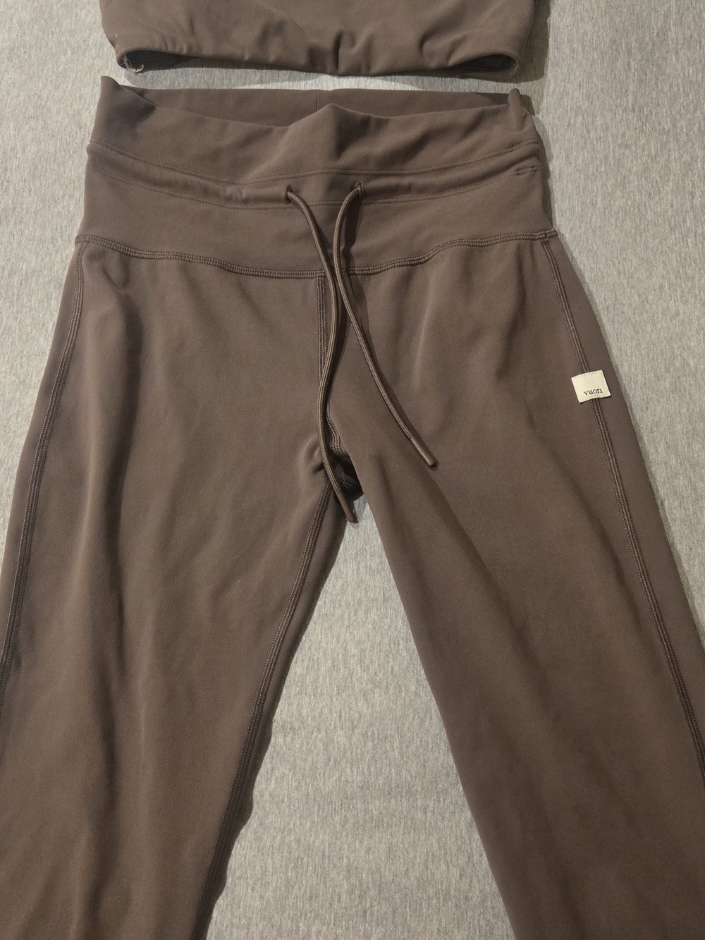 Vuori Drawstring Leggings And Bra Set - Brown/Taupe